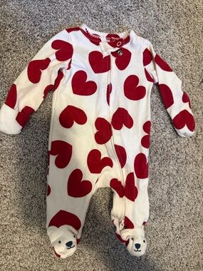 Carter's White Footed One-Piece with Red Hearts
